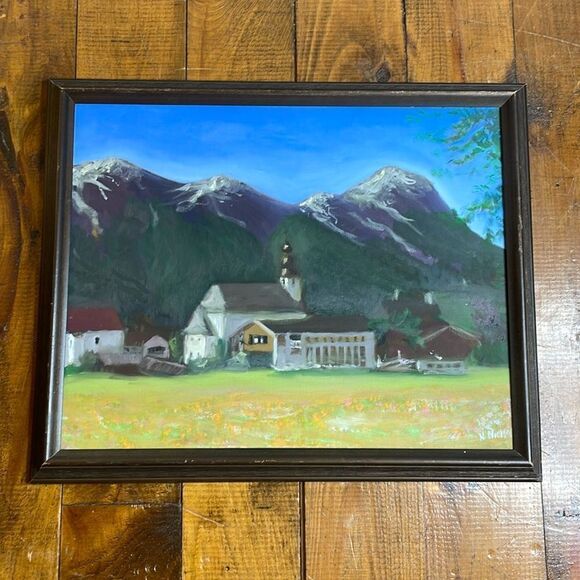 Framed Original Country Painting Signed N. Nichols